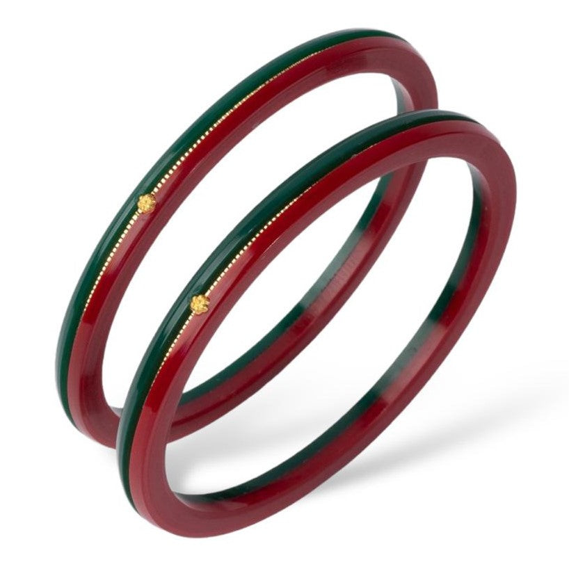 Red plastic bangle sales with gold