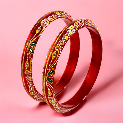 "Top view of Handmade 22kt (916) Yellow Gold Pola Bangles"