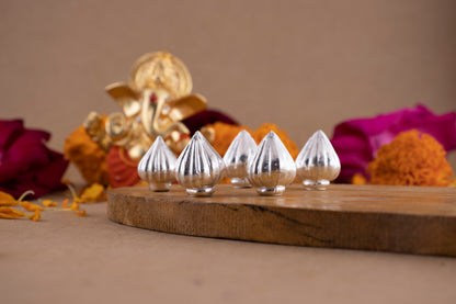 97%-99% Pure Silver Puja, Pooja Item Set | Ganesh Chaturthi Special Silver Combo of 5 Modak for Puja, Gift and Mandir | Silver, Pack of 5 Items