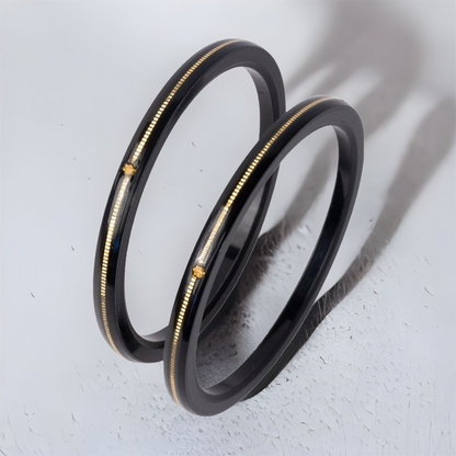 "Side view of Handmade 22kt (916) Yellow Gold Pola Bangles"