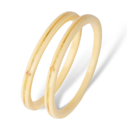 "Front view of Handmade 22kt (916) Yellow Gold Pola Bangles"