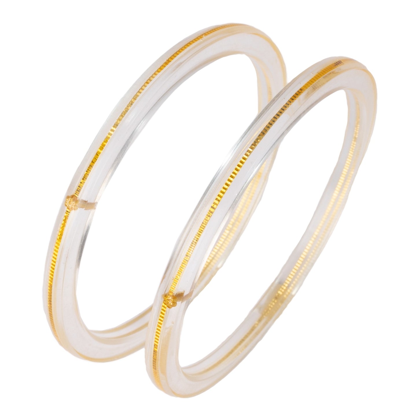 "Front view of Handmade 22kt (916) Yellow Gold Pola Bangles"