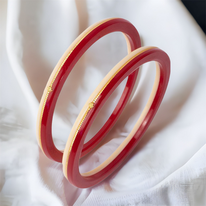 "Top view of Handmade 22kt (916) Yellow Gold Pola Bangles"