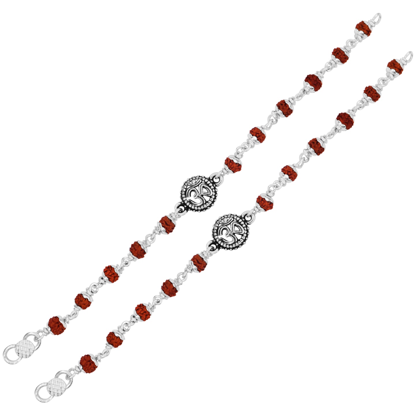 Hem Jewels Pure Silver Baby Nazariya with Oxidised OM Charm and Spiritual Rudraksha Beads Bracelet for New Born Baby Boy & Girl (Length - 5 Inch) (Age - 0-24 month)