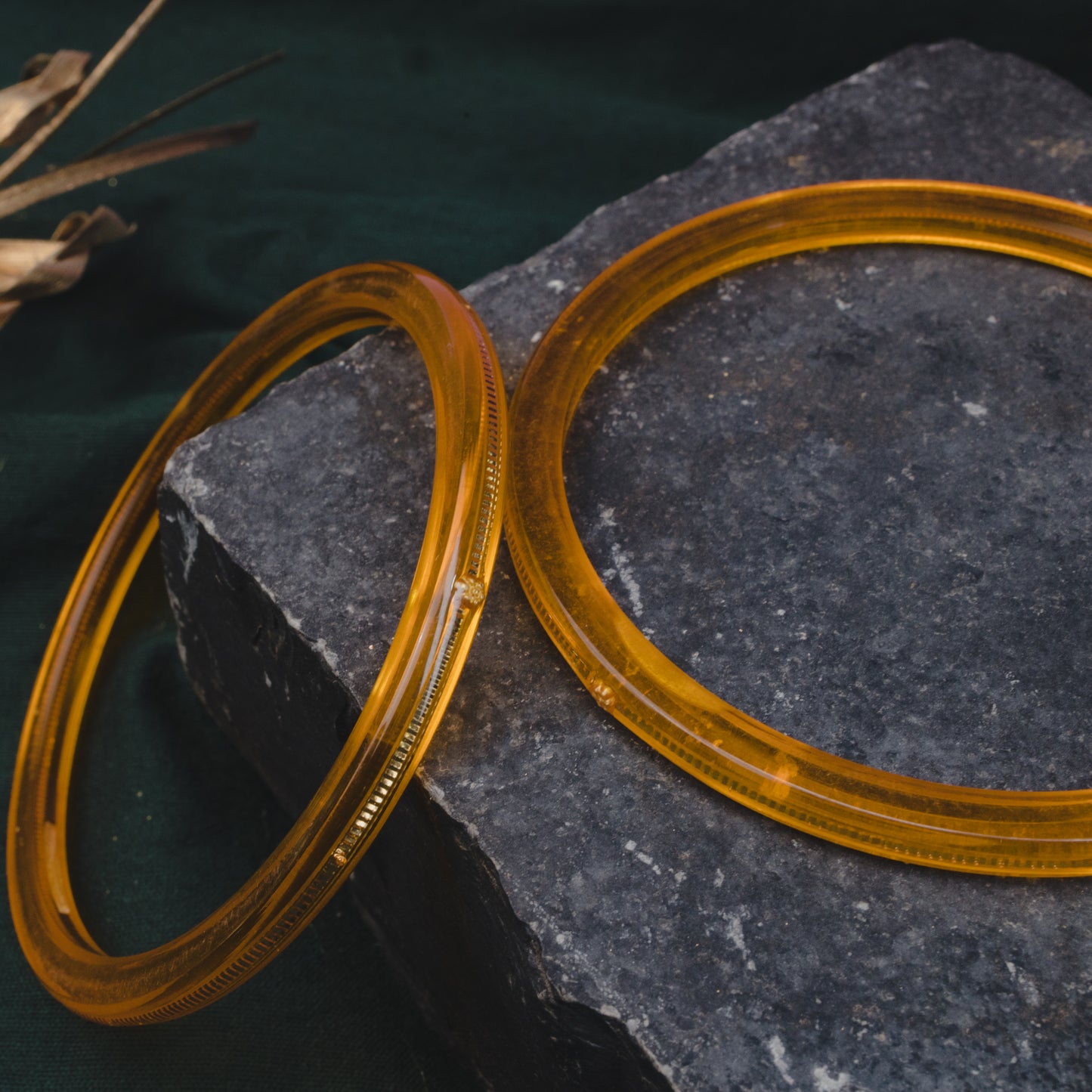 "Side view of Handmade 22kt (916) Yellow Gold Pola Bangles"