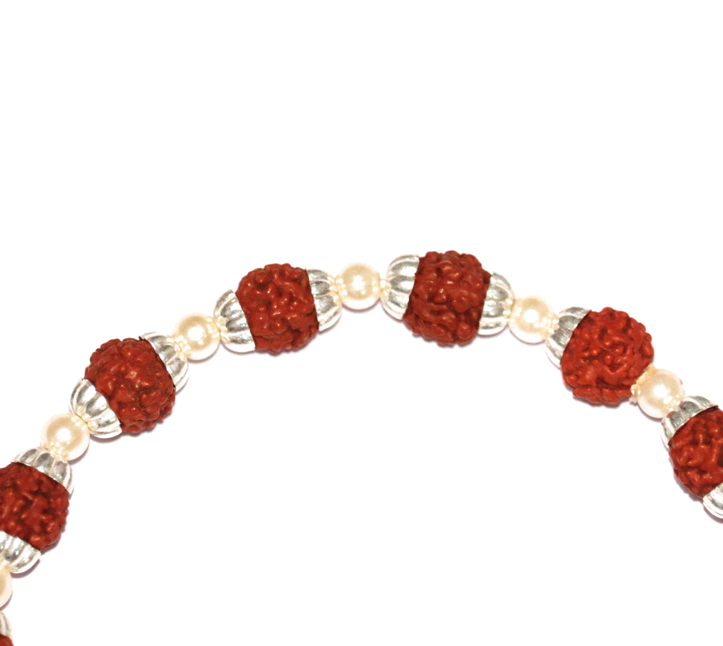 Silver Rudraksha Rakhi with Rudraksh and Pearl Combo Motif - Motif Close Up