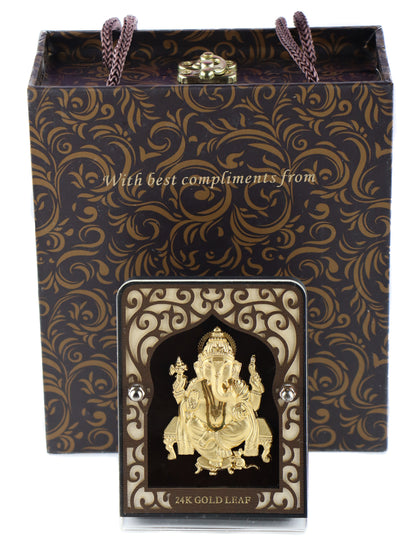 24k Pure Gold Foil Ganesh Frame - 4x3 Inches