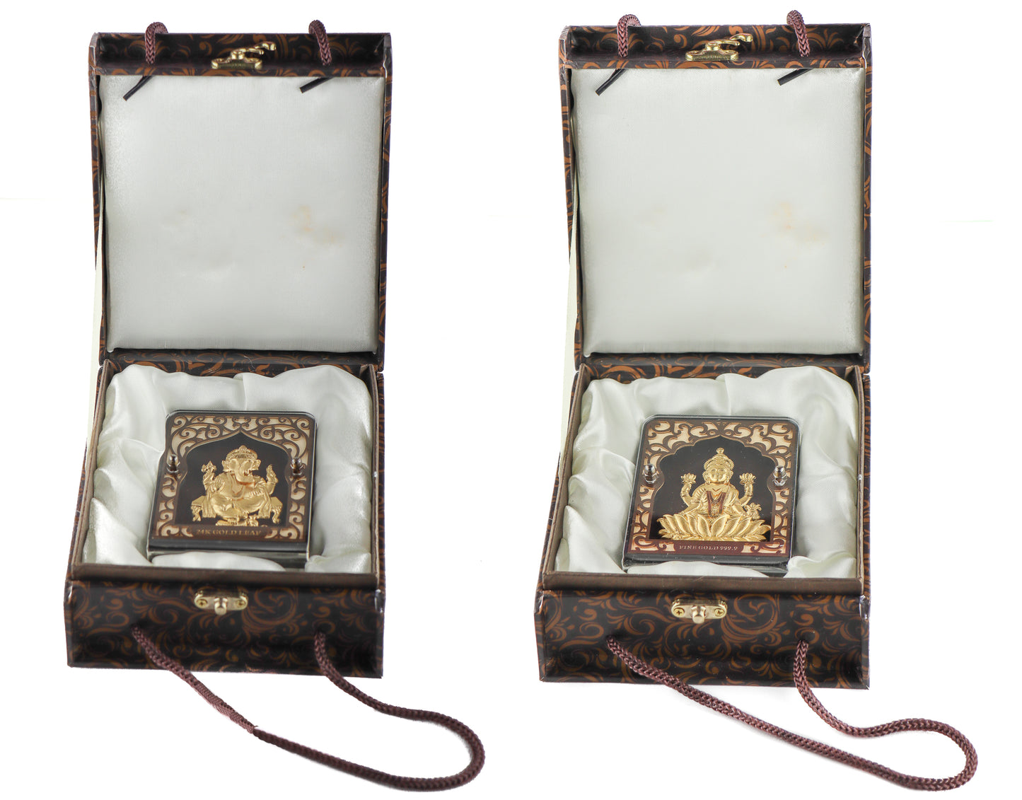 24k Pure Gold Foil Ganesh Laxmi Combo Frame - 4x3 Inches (Set of 2Pcs)