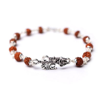 Pure Silver Rudraksha Rakhi for Brother | Silver Rakhi For Brother | Design: Shiv Shakti (HJRKH-99)