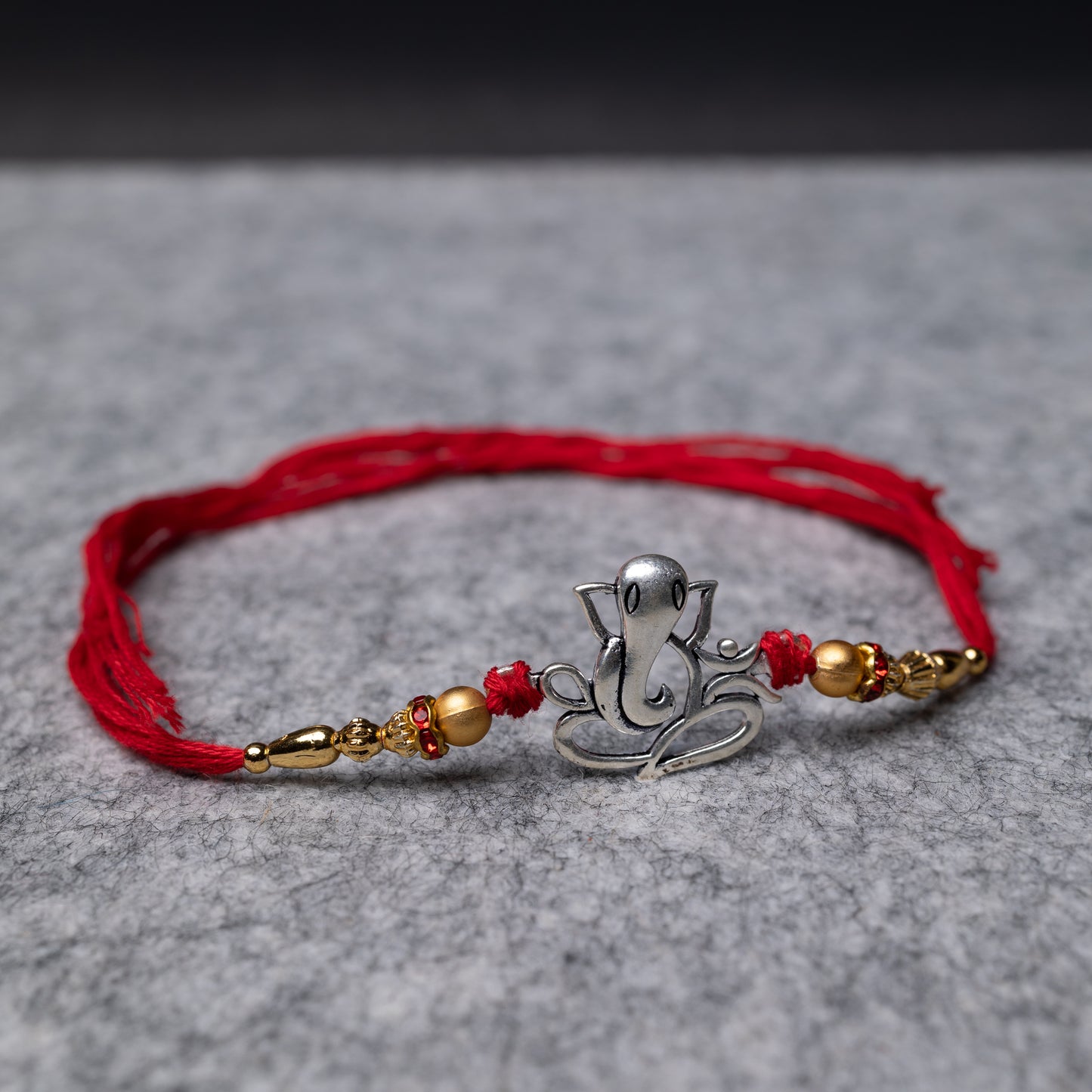 925 Pure Silver Rakhi for Brother with Cotton Thread | Free Size | Design - Zen Ganesh (HRKH-D10)