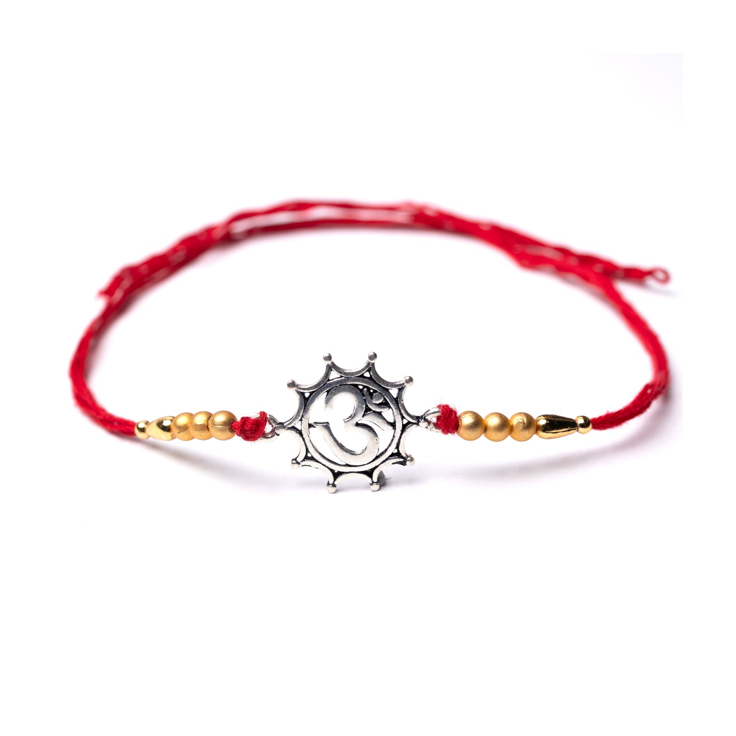 925 Pure Silver Rakhi for Brother with Cotton Thread | Free Size | Design - Mystic Om (HRKH-D11)