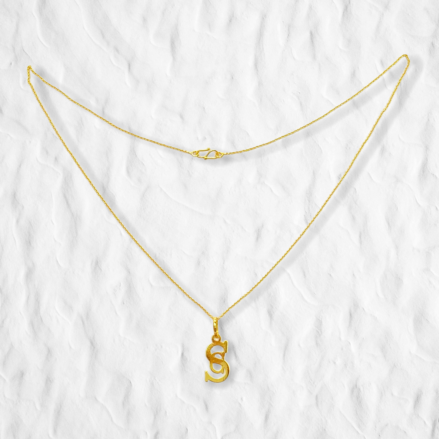 18K Gold Chain with Name Initial Pendant