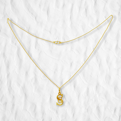 18K Gold Chain with Name Initial Pendant