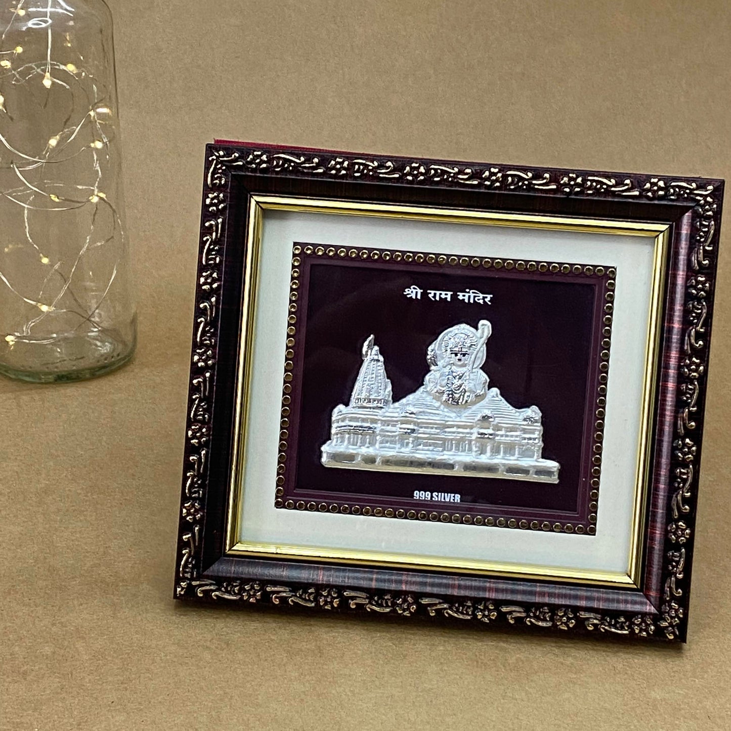 Hem Jewels 999 Pure Silver Frame for gift and home decor- Ayodhya Ram Mandir (5 x 5.5 Inch). Gift for marriage, housewarming and wedding