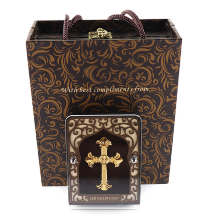 24k Pure Gold Foil Cross of Jesus Frame - 4x3 Inches