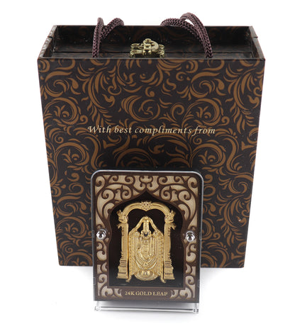 24k Pure Gold Foil Tirupathi Balaji Frame - 4x3 Inches