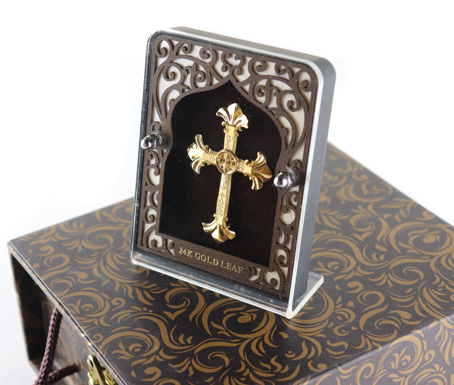 24k Pure Gold Foil Cross of Jesus Frame - 4x3 Inches