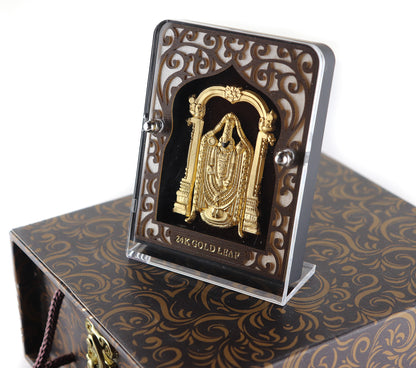 24k Pure Gold Foil Tirupathi Balaji Frame - 4x3 Inches