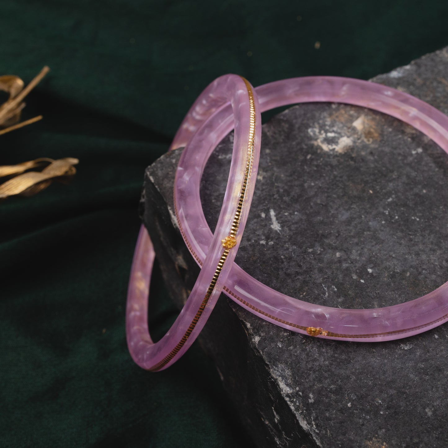 "Side view of Handmade 22kt (916) Yellow Gold Pola Bangles"