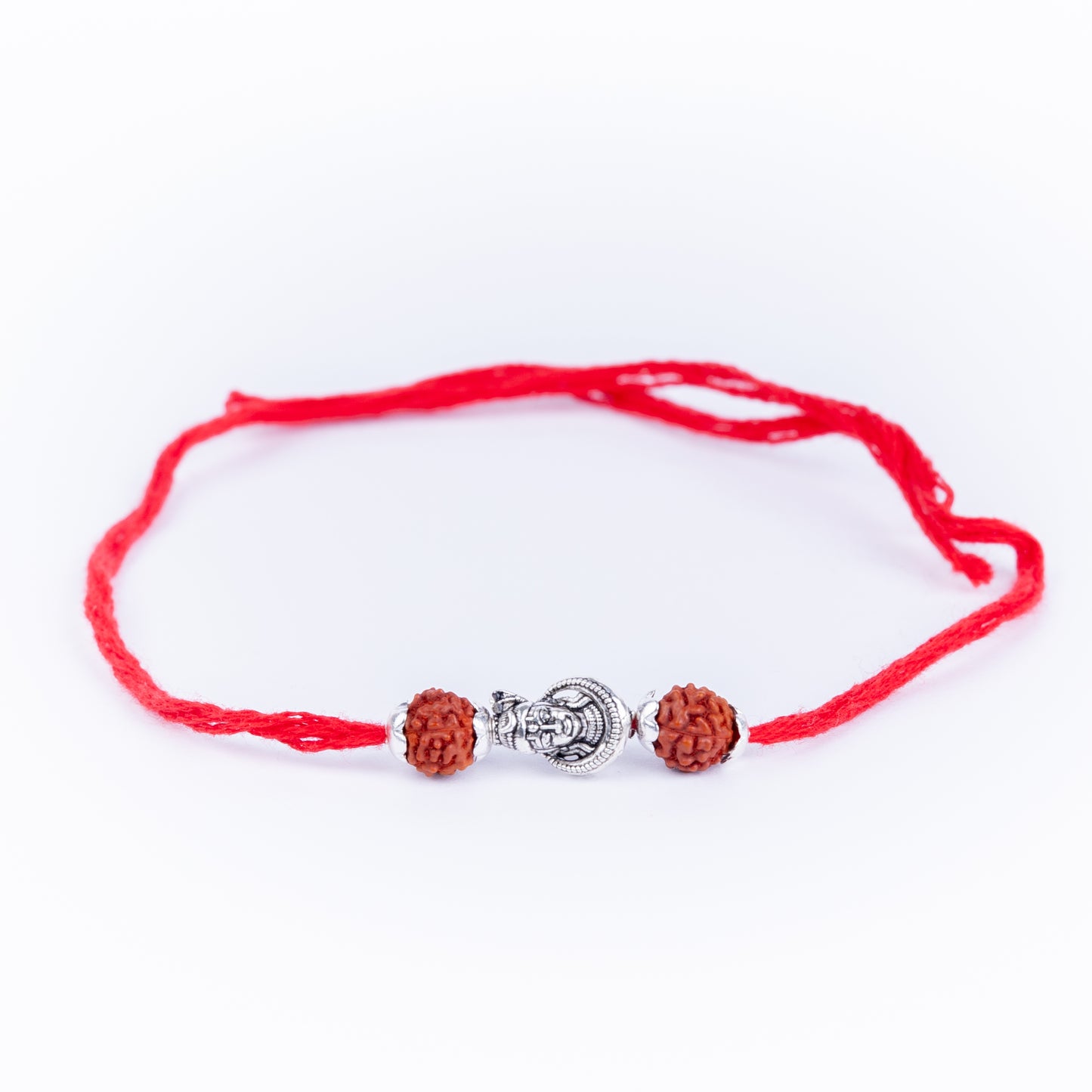 925 Pure Silver Rakhi for Brother with Cotton Thread | Free Size | Design - Divine Shiva (HRKH-D6)