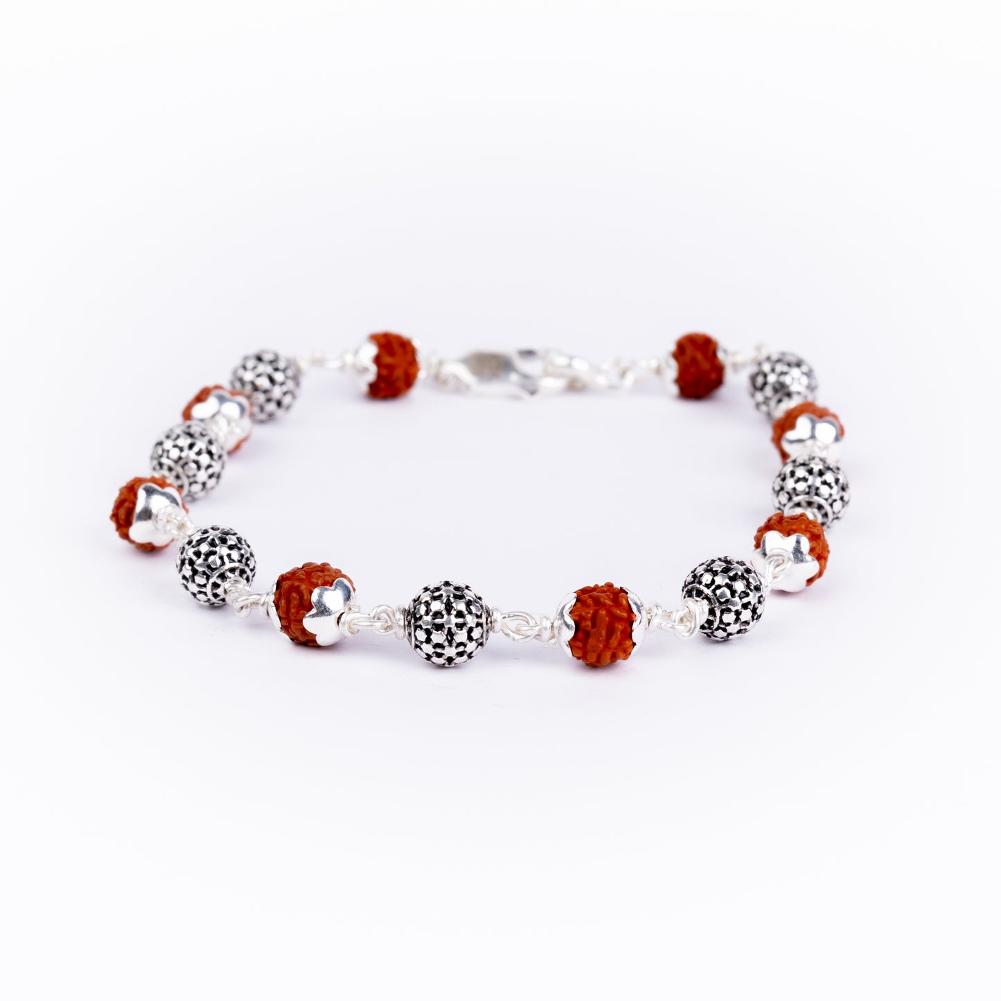 Pure Silver Rudraksha Rakhi for Brother | Silver Rakhi For Brother | Design: Modern Sphere (HJRKH-102)