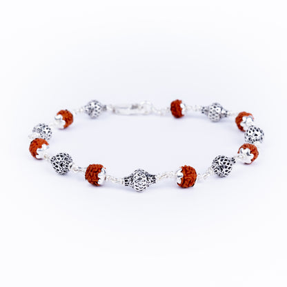 925 Pure Silver Rudraksha Rakhi for Brother | Silver Rakhi For Brother | Design: Divine Lanterns  (HJRKH9-87)