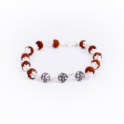 925 Pure Silver Rudraksha Rakhi for Brother | Silver Rakhi For Brother | Design: Disco Ball (HJRKH9-81)