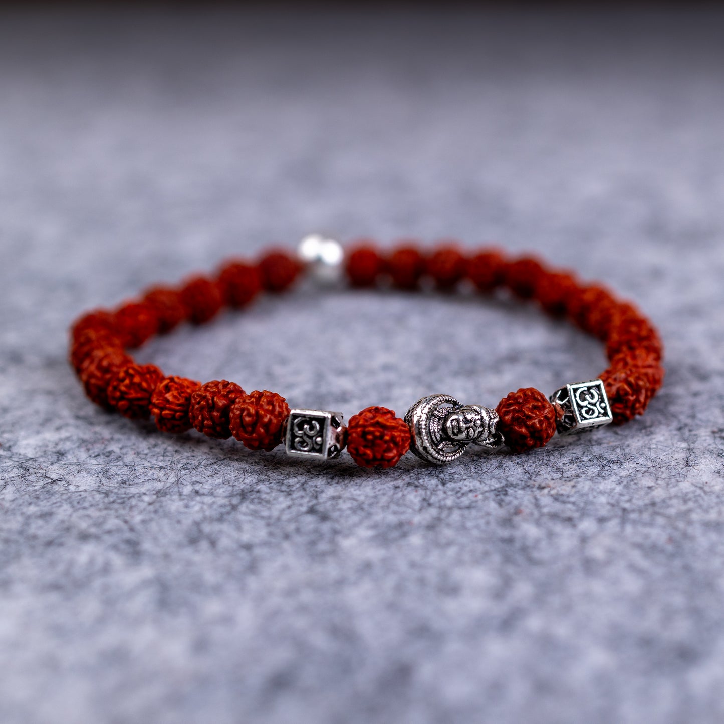 STRECHABLE 925 Silver Rudraksha Rakhi for Brother | Silver Bracelet Rakhi | Original Rudraksha | Design: Mystic Shiva (HJRKH-EB2)