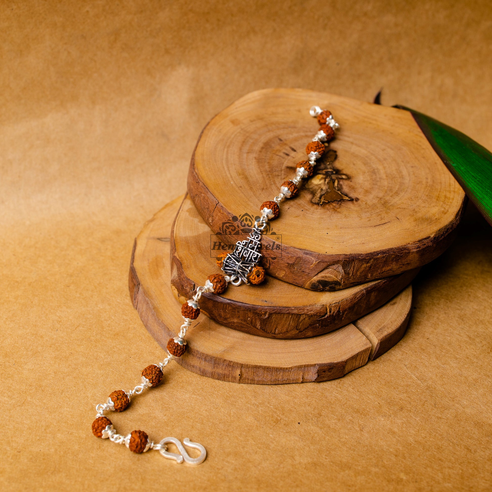 View showing Silver Rudraksha Rakhi with Om Namah ShivayMotif