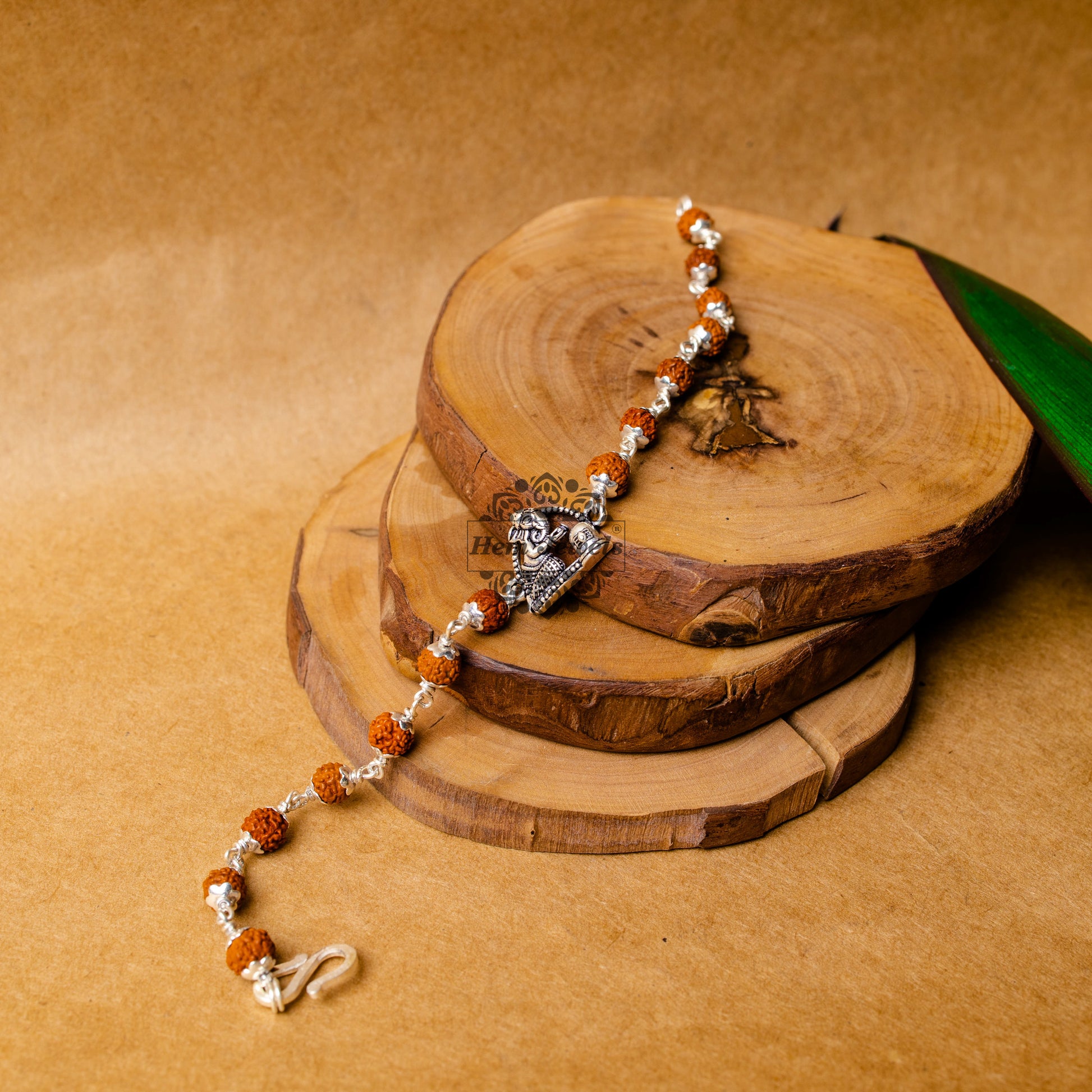 View showing Silver Rudraksha Rakhi with Ganesh & Shivling  Motif