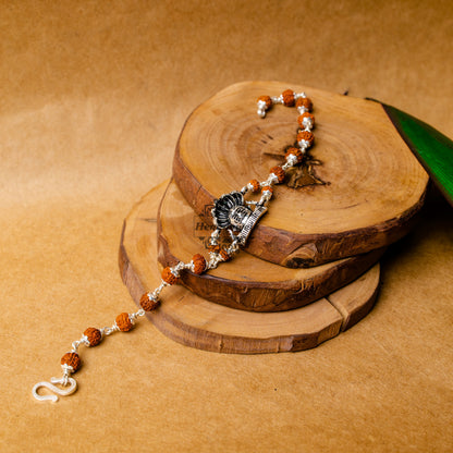 View showing Silver Rudraksha Rakhi with Shivling Motif