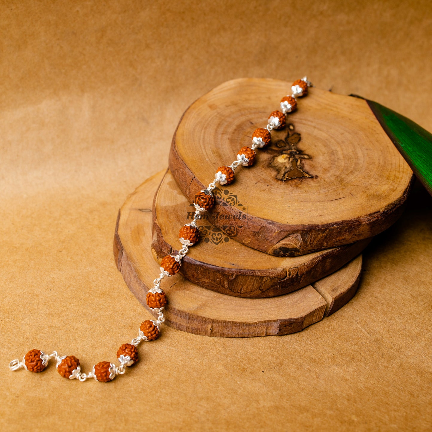 View showing Silver Rudraksha Rakhi with Classic Rudraksh