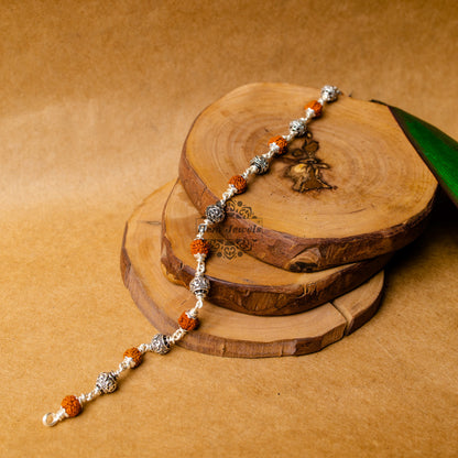 View showing Silver Rudraksha Rakhi with Om Beads