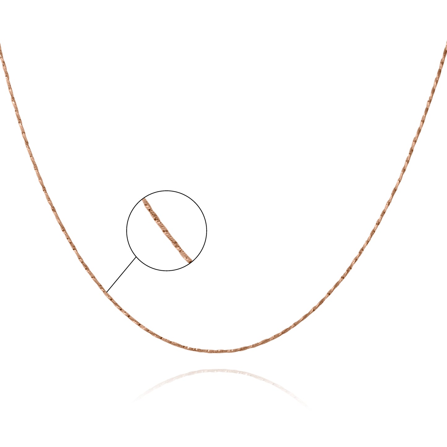 Hem Jewels 925 Sterling Silver Rose Gold Plated Twisted Cascade Chain Necklace With Spring Ring Clasp For Women & Girls (18 Inch)