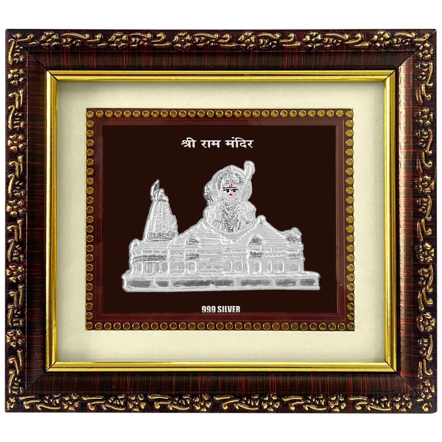 Hem Jewels 999 Pure Silver Frame for gift and home decor- Ayodhya Ram Mandir (5 x 5.5 Inch). Gift for marriage, housewarming and wedding