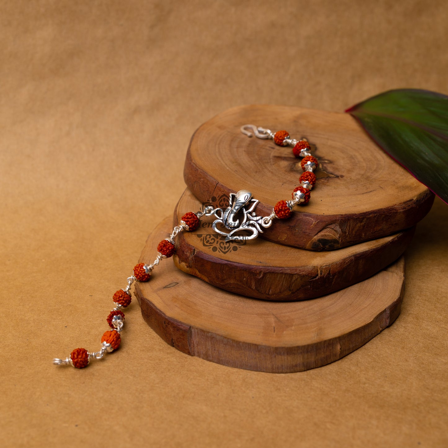 View showing Traditional Silver Rakhi with Cute Ganesha Motif