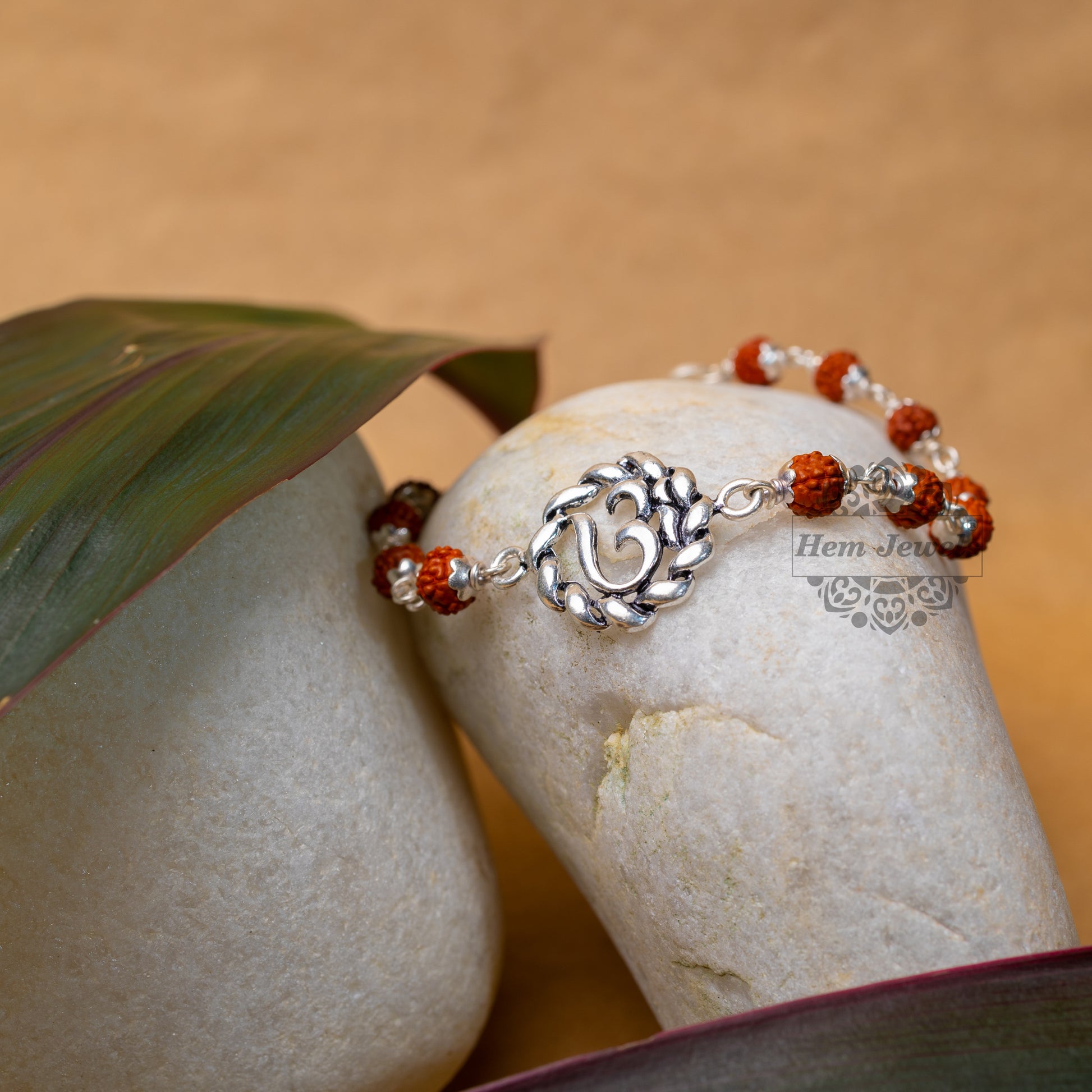 Handcrafted Silver Rakhi with Om Motif - Motif Close Up