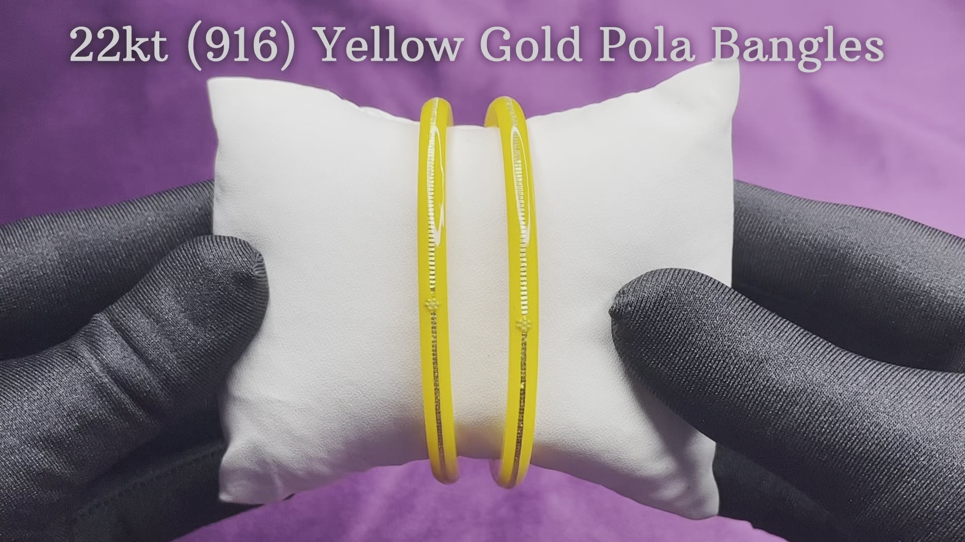 "Video showcasing Hem Jewels Gold Pola Bangles from various angles, highlighting exquisite craftsmanship and timeless elegance."