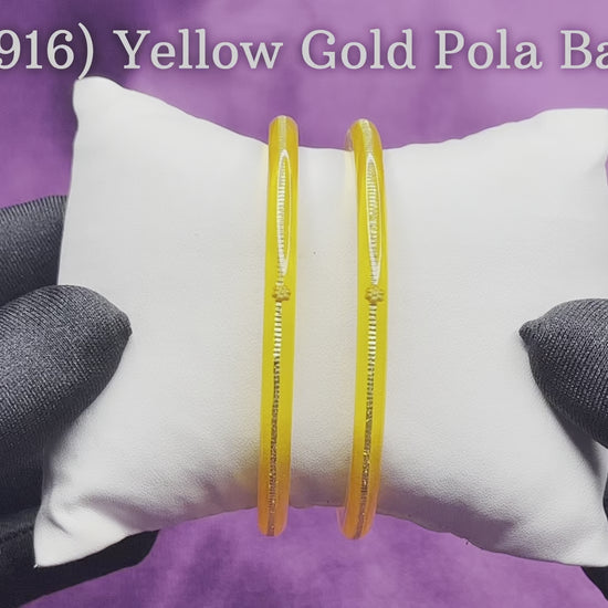 "Video showcasing Hem Jewels Gold Pola Bangles from various angles, highlighting exquisite craftsmanship and timeless elegance."