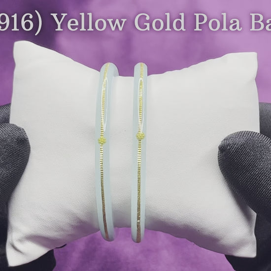 "Video showcasing Hem Jewels Gold Pola Bangles from various angles, highlighting exquisite craftsmanship and timeless elegance."