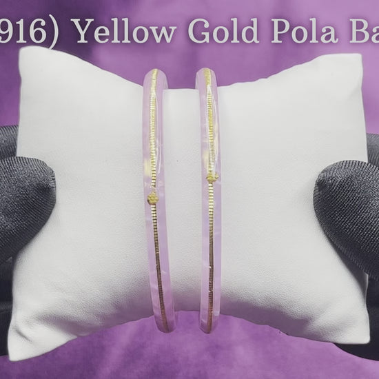 "Video showcasing Hem Jewels Gold Pola Bangles from various angles, highlighting exquisite craftsmanship and timeless elegance."