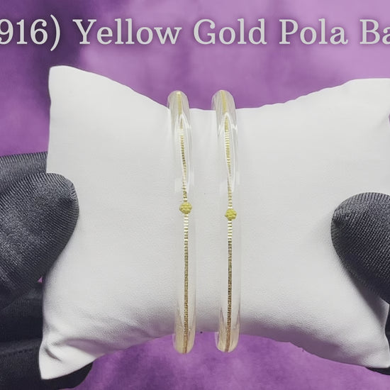 "Video showcasing Hem Jewels Gold Pola Bangles from various angles, highlighting exquisite craftsmanship and timeless elegance."