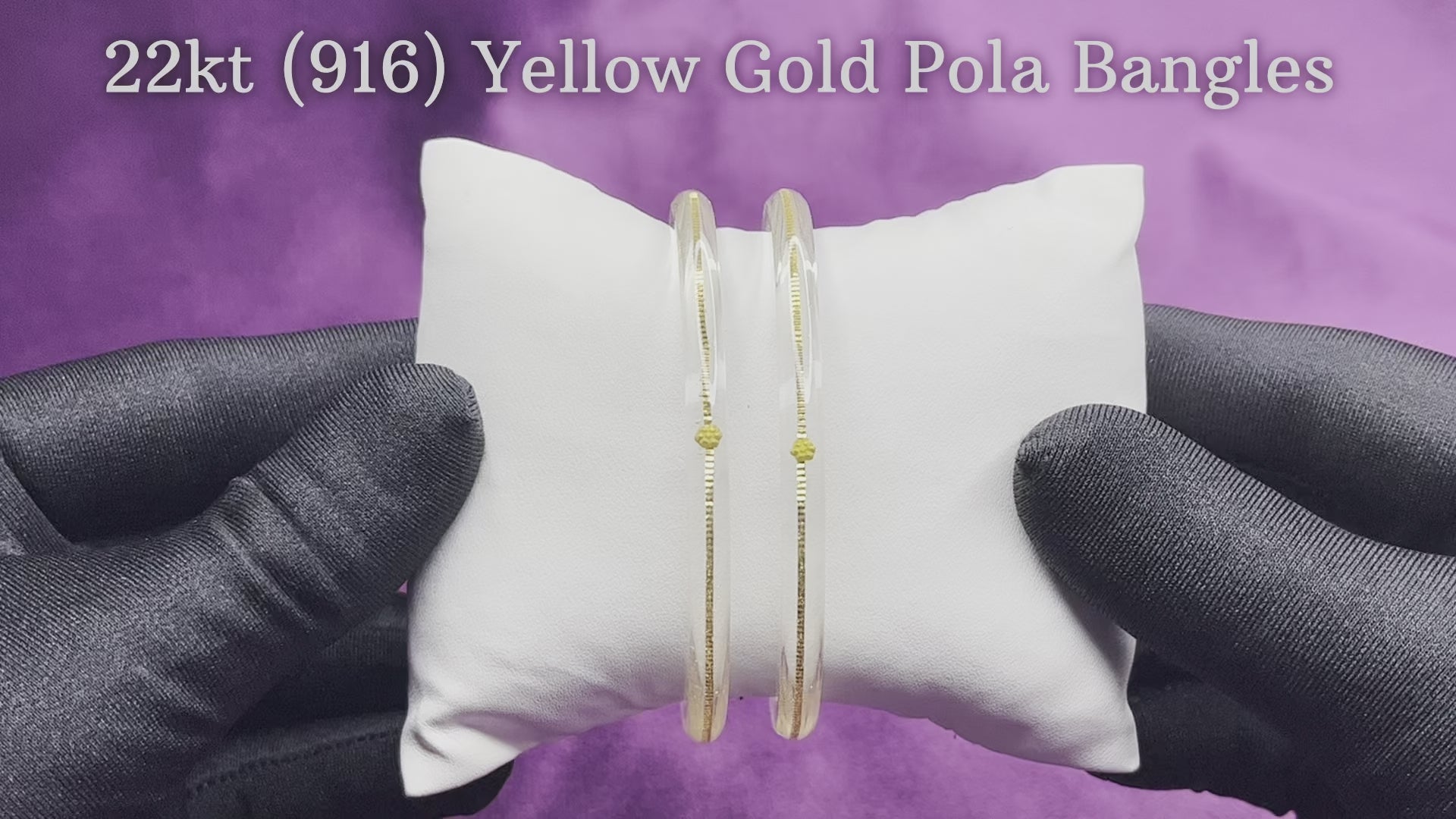 "Video showcasing Hem Jewels Gold Pola Bangles from various angles, highlighting exquisite craftsmanship and timeless elegance."