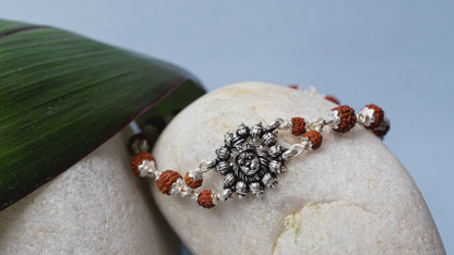 Video showing Silver Rudraksha Rakhi with Hanuman Motif and its use.