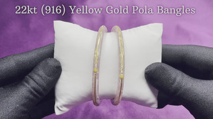 "Video showcasing Hem Jewels Gold Pola Bangles from various angles, highlighting exquisite craftsmanship and timeless elegance."