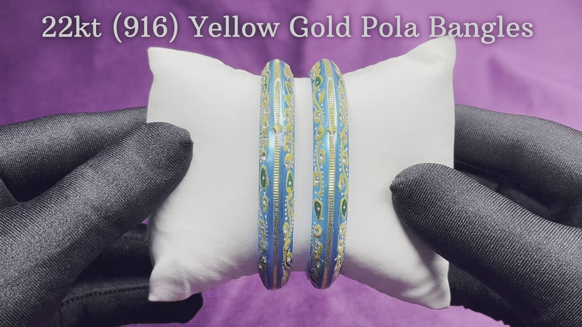 "Video showcasing Hem Jewels Gold Pola Bangles from various angles, highlighting exquisite craftsmanship and timeless elegance."