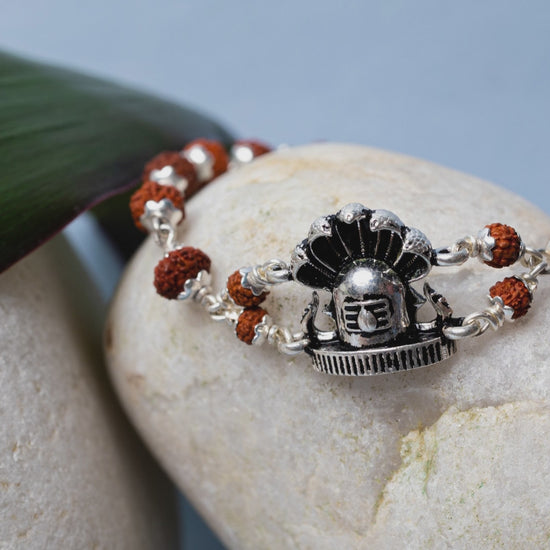 Video showing Silver Rudraksha Rakhi with Shivling Motif and its use.