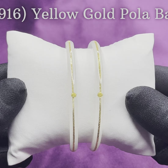 "Video showcasing Hem Jewels Gold Pola Bangles from various angles, highlighting exquisite craftsmanship and timeless elegance."