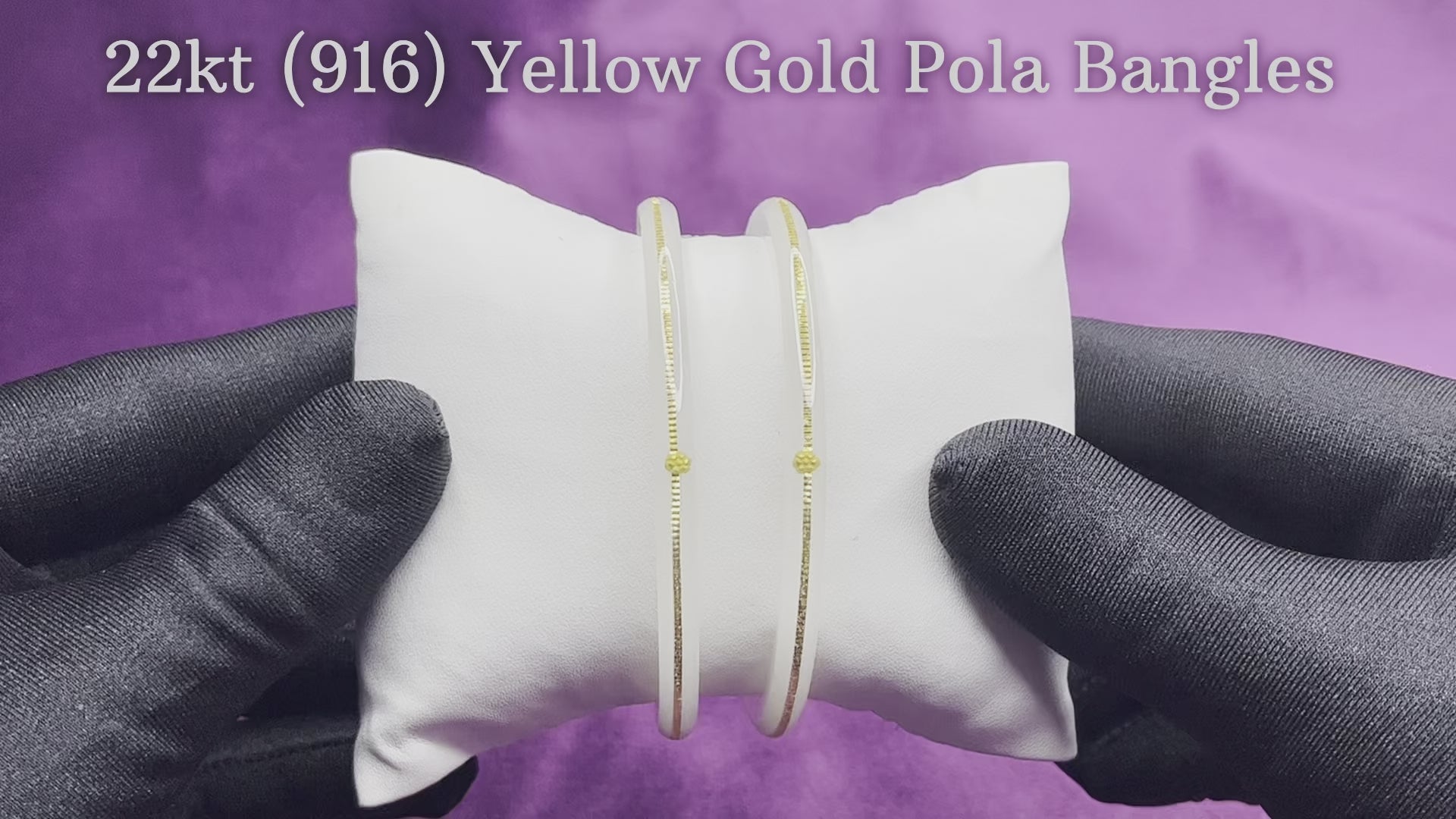 "Video showcasing Hem Jewels Gold Pola Bangles from various angles, highlighting exquisite craftsmanship and timeless elegance."