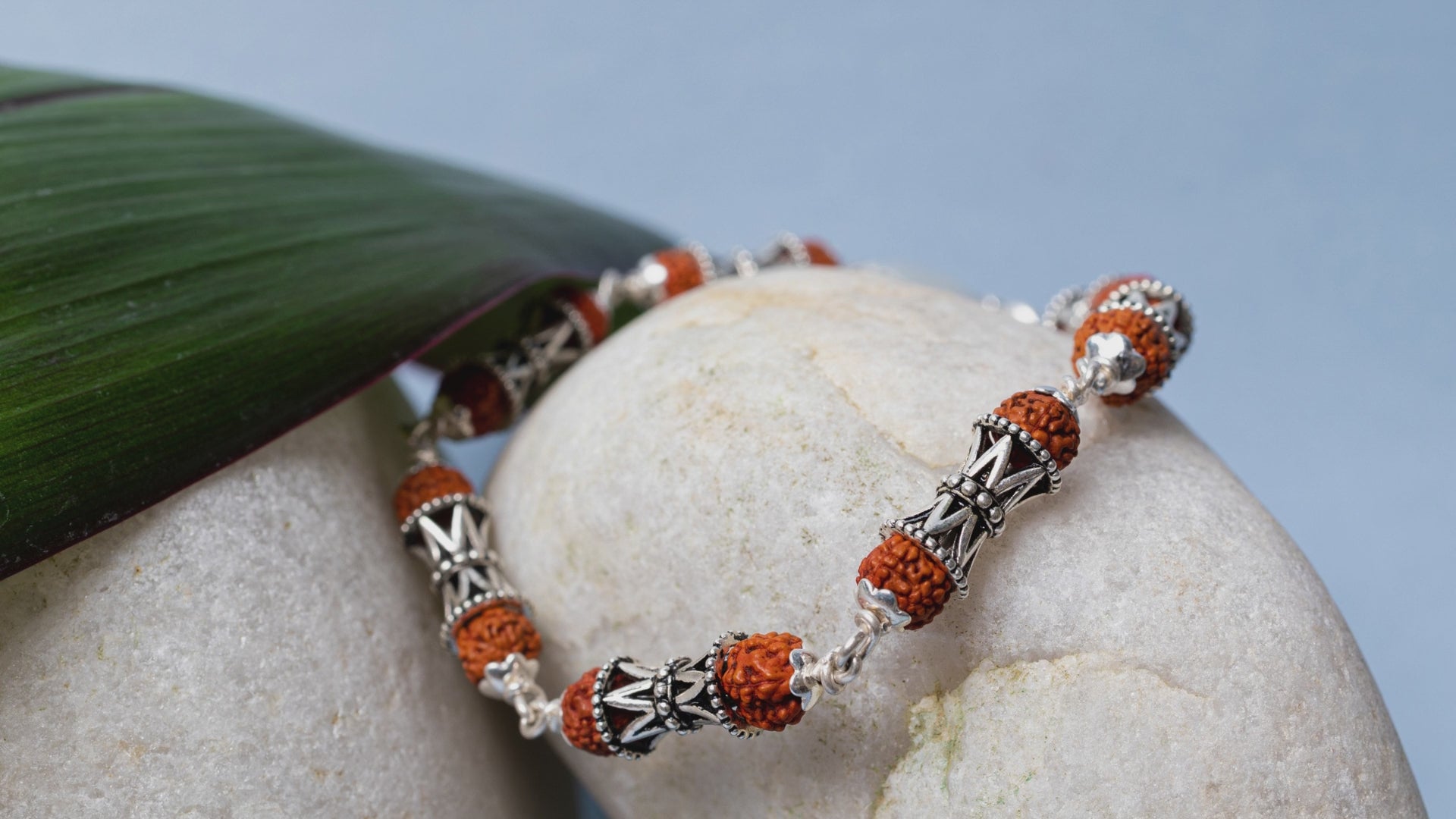 Video showing Silver Rudraksha Rakhi with Damru Beads and its use.